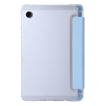 For Samsung Galaxy Tab A9+ 3-Fold Clear Acrylic Leather Tablet Case(Ice Blue) by bashfashion