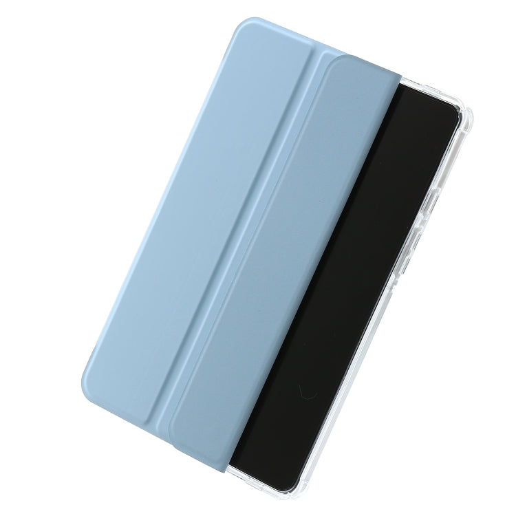 For Samsung Galaxy Tab A9+ 3-Fold Clear Acrylic Leather Tablet Case(Ice Blue) by bashfashion