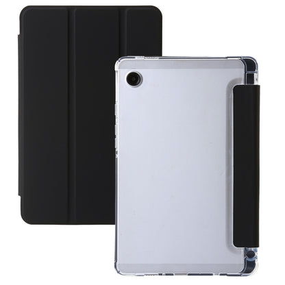 For Samsung Galaxy Tab A9+ 3-Fold Clear Acrylic Leather Tablet Case(Black) by bashfashion