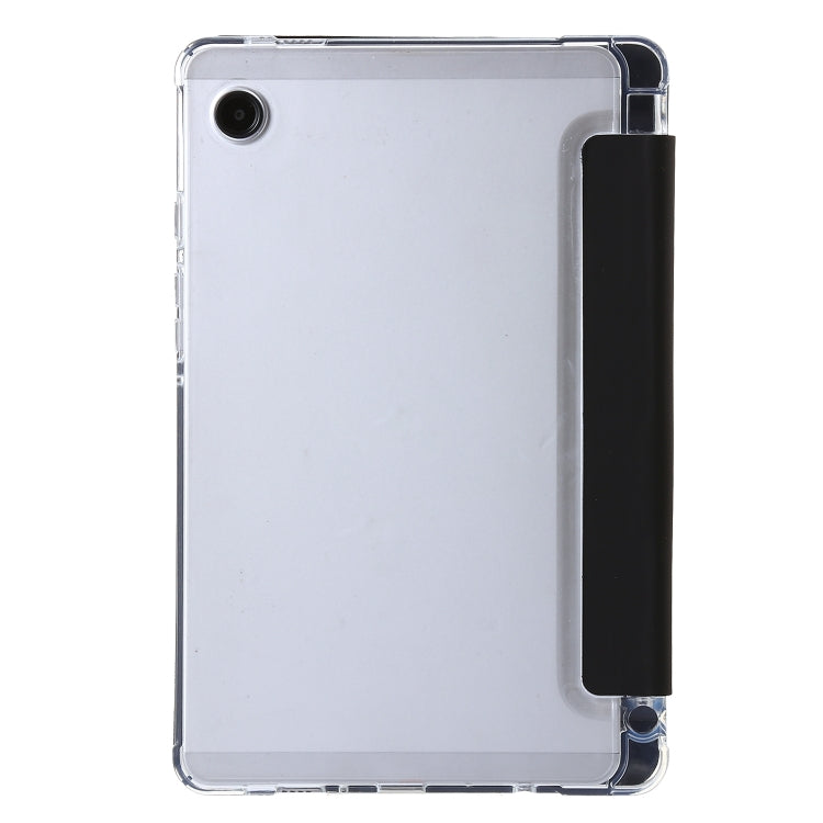For Samsung Galaxy Tab A9+ 3-Fold Clear Acrylic Leather Tablet Case(Black) by bashfashion