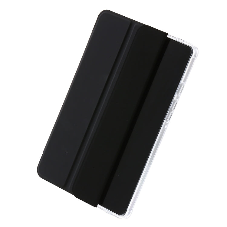 For Samsung Galaxy Tab A9+ 3-Fold Clear Acrylic Leather Tablet Case(Black) by bashfashion