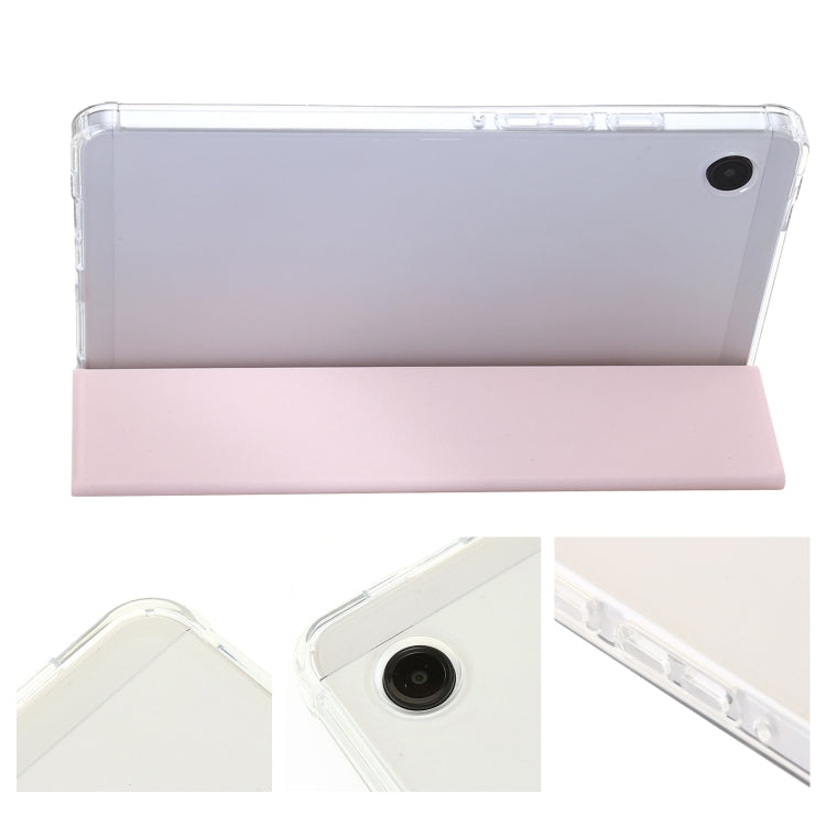 For Samsung Galaxy Tab A9+ 3-Fold Clear Acrylic Leather Tablet Case(Pink) by bashfashion
