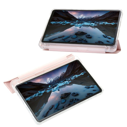 For Samsung Galaxy Tab A9+ 3-Fold Clear Acrylic Leather Tablet Case(Pink) by bashfashion