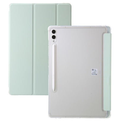 For Samsung Galaxy Tab S10 FE+ 3-Fold Clear Acrylic Leather Tablet Case(Green) by bashfashion