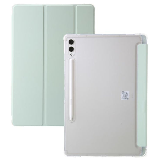 For Samsung Galaxy Tab S10 FE+ 3-Fold Clear Acrylic Leather Tablet Case(Green) by bashfashion