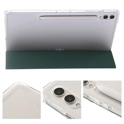 For Samsung Galaxy Tab S10 FE+ 3-Fold Clear Acrylic Leather Tablet Case(Deep Green) by bashfashion