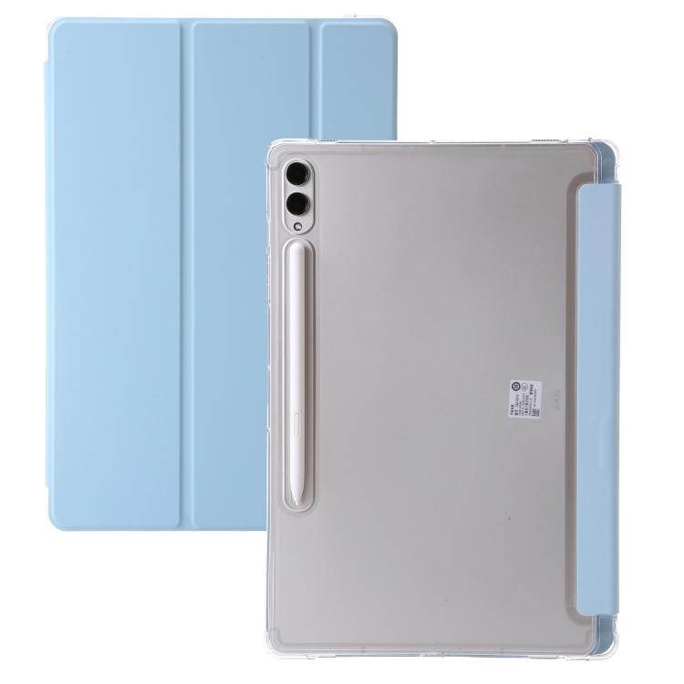 For Samsung Galaxy Tab S10 FE+ 3-Fold Clear Acrylic Leather Tablet Case(Ice Blue) by bashfashion