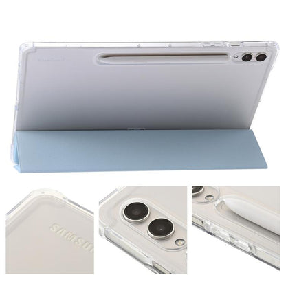 For Samsung Galaxy Tab S10 FE+ 3-Fold Clear Acrylic Leather Tablet Case(Ice Blue) by bashfashion