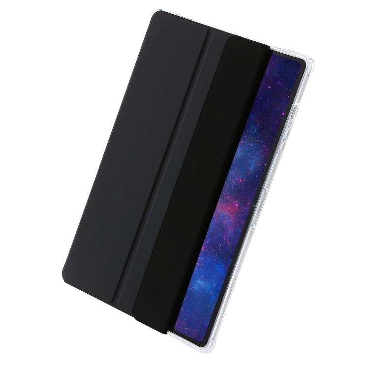 For Samsung Galaxy Tab S10 FE+ 3-Fold Clear Acrylic Leather Tablet Case(Black) by bashfashion