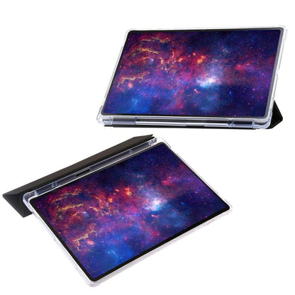 For Samsung Galaxy Tab S10 FE+ 3-Fold Clear Acrylic Leather Tablet Case(Black) by bashfashion