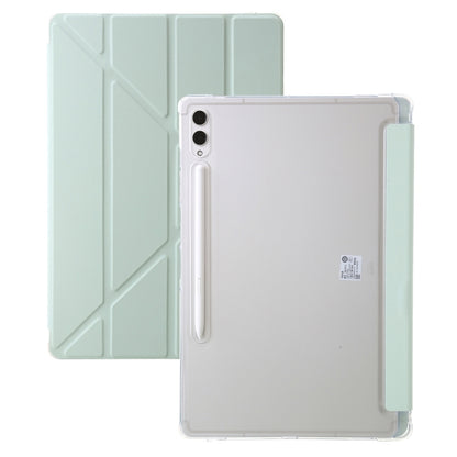 For Samsung Galaxy Tab S10 FE / S9 FE Clear Acrylic Deformation Leather Tablet Case(Green) by bashfashion