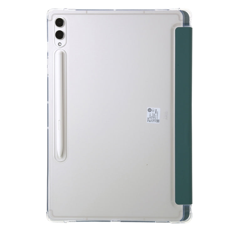 For Samsung Galaxy Tab S10 FE / S9 FE Clear Acrylic Deformation Leather Tablet Case(Deep Green) by bashfashion