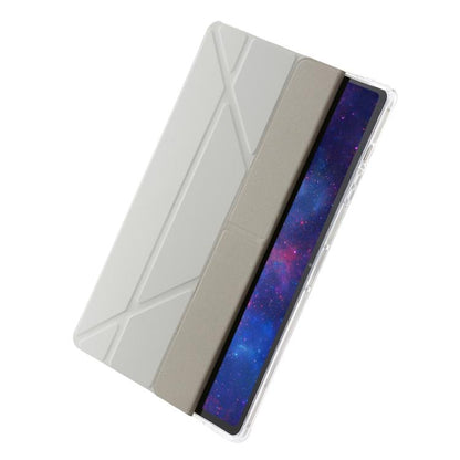 For Samsung Galaxy Tab S9 FE+ Clear Acrylic Deformation Leather Tablet Case(Grey) by bashfashion