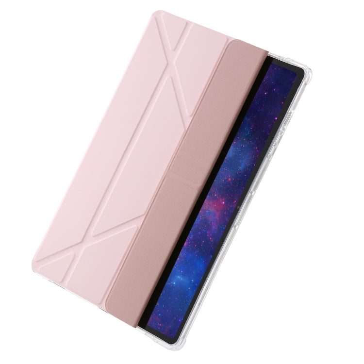For Samsung Galaxy Tab S9 FE+ Clear Acrylic Deformation Leather Tablet Case(Pink) by bashfashion