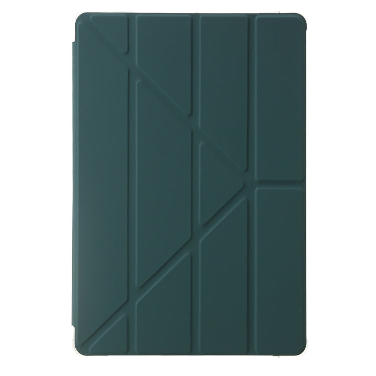 For Samsung Galaxy Tab S9 FE+ Clear Acrylic Deformation Leather Tablet Case(Deep Green) by bashfashion
