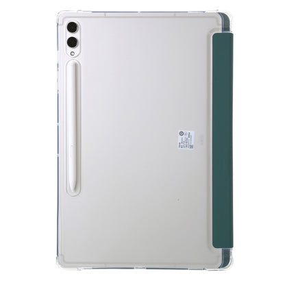 For Samsung Galaxy Tab S9 FE+ Clear Acrylic Deformation Leather Tablet Case(Deep Green) by bashfashion