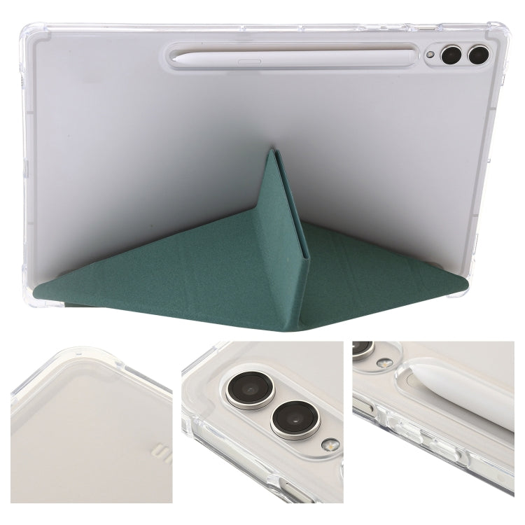 For Samsung Galaxy Tab S9 FE+ Clear Acrylic Deformation Leather Tablet Case(Deep Green) by bashfashion