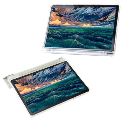 For Samsung Galaxy Tab A11 / A9 Clear Acrylic Deformation Leather Tablet Case(Grey) by bashfashion