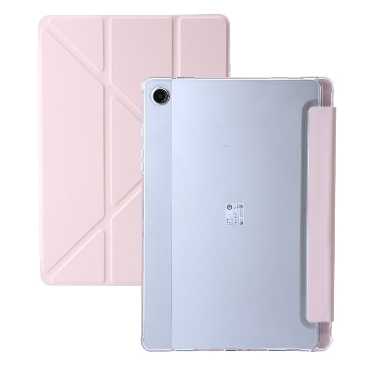 For Samsung Galaxy Tab A11 / A9 Clear Acrylic Deformation Leather Tablet Case(Pink) by bashfashion