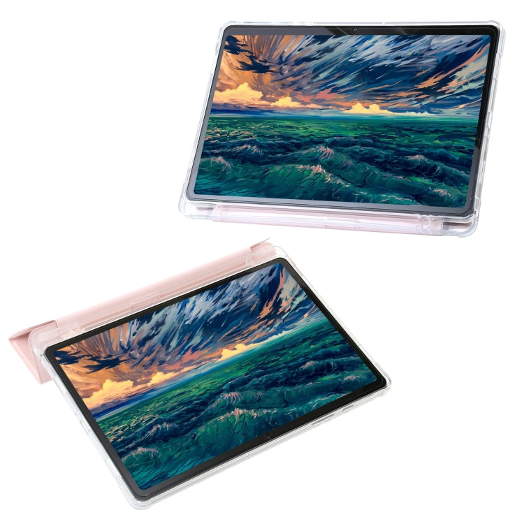 For Samsung Galaxy Tab A11 / A9 Clear Acrylic Deformation Leather Tablet Case(Pink) by bashfashion