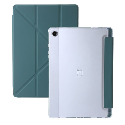 For Samsung Galaxy Tab A11 / A9 Clear Acrylic Deformation Leather Tablet Case(Deep Green) by bashfashion