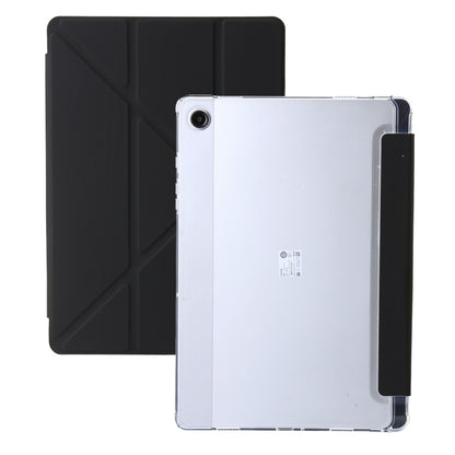 For Samsung Galaxy Tab A11 / A9 Clear Acrylic Deformation Leather Tablet Case(Black) by bashfashion