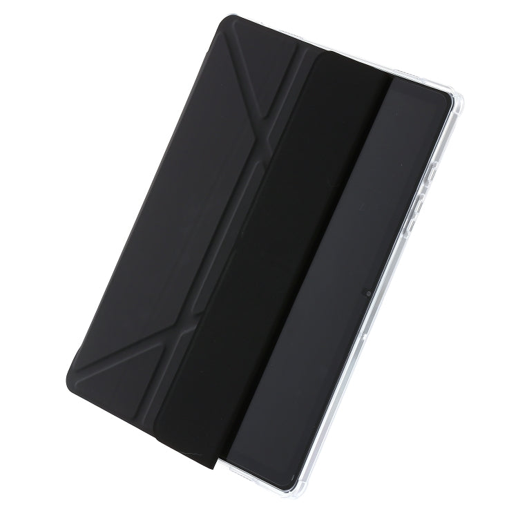 For Samsung Galaxy Tab A11 / A9 Clear Acrylic Deformation Leather Tablet Case(Black) by bashfashion