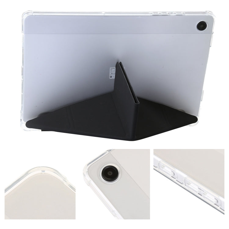 For Samsung Galaxy Tab A11 / A9 Clear Acrylic Deformation Leather Tablet Case(Black) by bashfashion