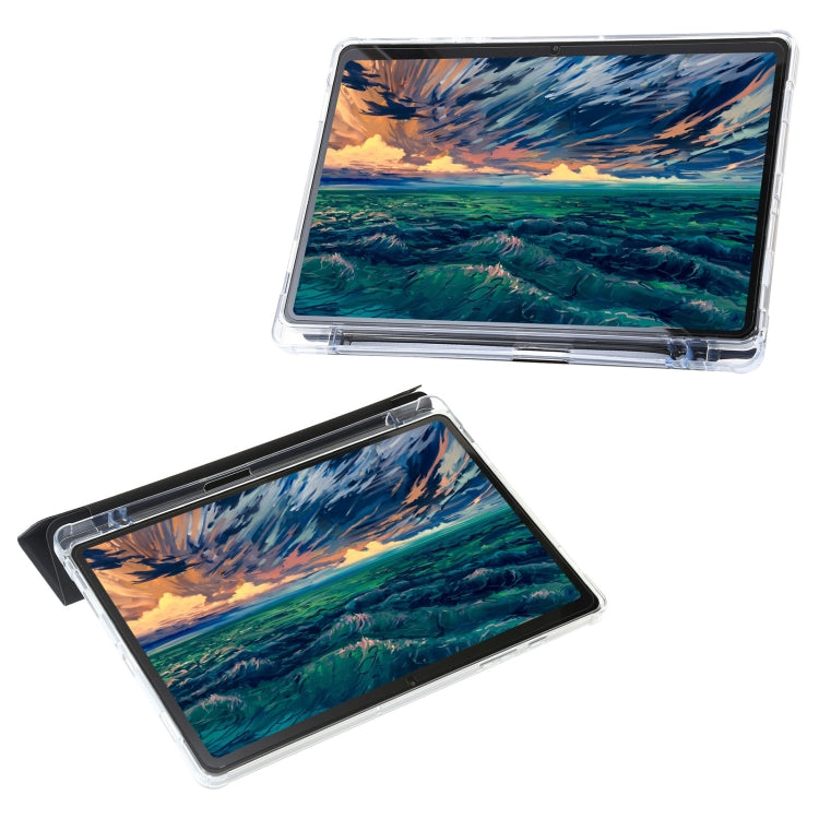 For Samsung Galaxy Tab A11 / A9 Clear Acrylic Deformation Leather Tablet Case(Black) by bashfashion