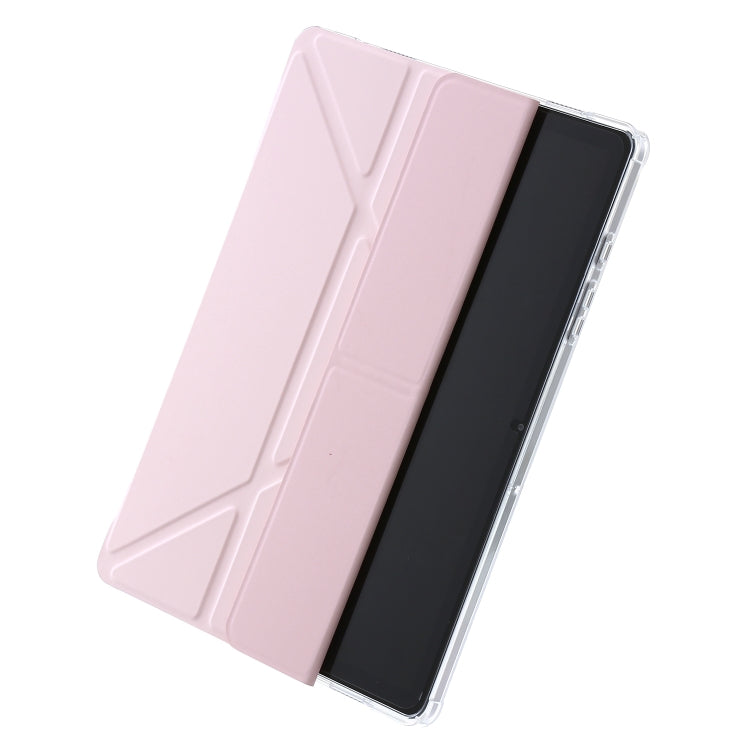 For Samsung Galaxy Tab A9+ Clear Acrylic Deformation Leather Tablet Case(Pink) by bashfashion