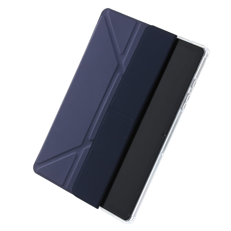 For Samsung Galaxy Tab A9+ Clear Acrylic Deformation Leather Tablet Case(Dark Blue) by bashfashion