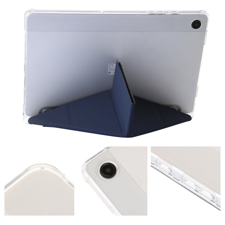 For Samsung Galaxy Tab A9+ Clear Acrylic Deformation Leather Tablet Case(Dark Blue) by bashfashion