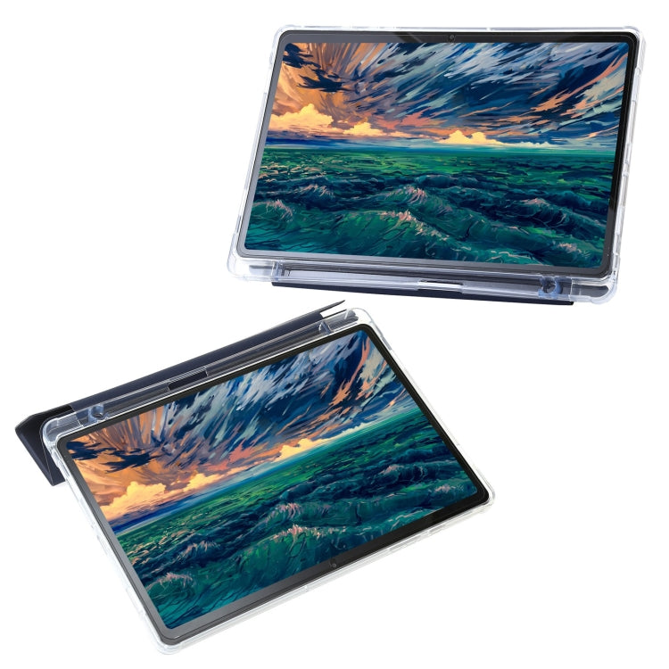 For Samsung Galaxy Tab A9+ Clear Acrylic Deformation Leather Tablet Case(Dark Blue) by bashfashion