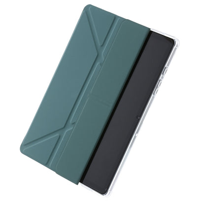 For Samsung Galaxy Tab A9+ Clear Acrylic Deformation Leather Tablet Case(Deep Green) by bashfashion