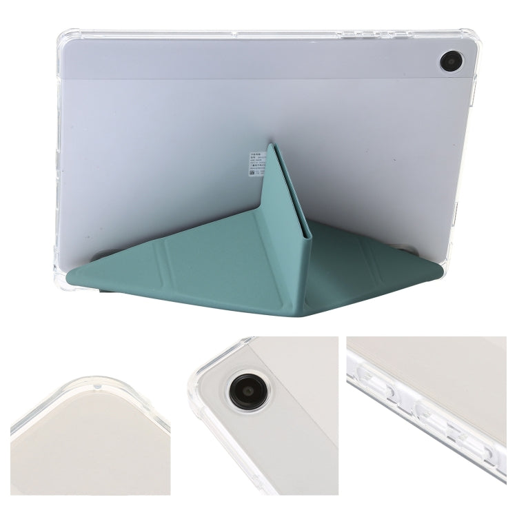 For Samsung Galaxy Tab A9+ Clear Acrylic Deformation Leather Tablet Case(Deep Green) by bashfashion