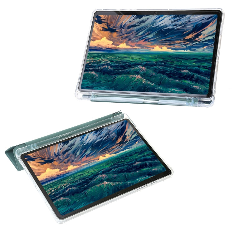 For Samsung Galaxy Tab A9+ Clear Acrylic Deformation Leather Tablet Case(Deep Green) by bashfashion