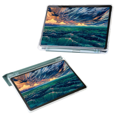 For Samsung Galaxy Tab A9+ Clear Acrylic Deformation Leather Tablet Case(Deep Green) by bashfashion