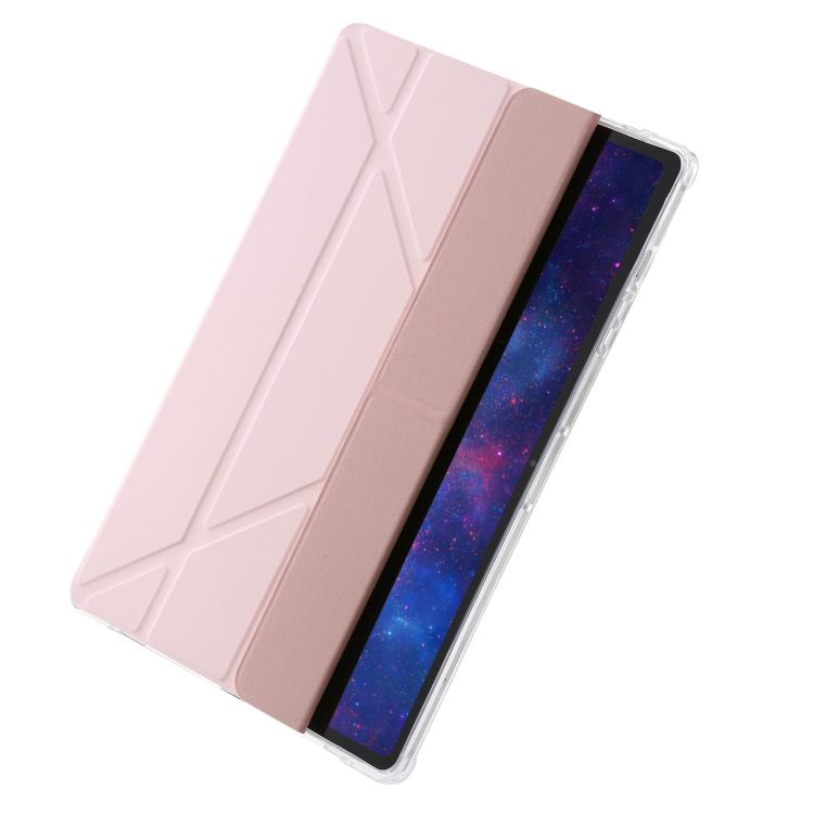 For Samsung Galaxy Tab S10 FE+ Clear Acrylic Deformation Leather Tablet Case(Pink) by bashfashion