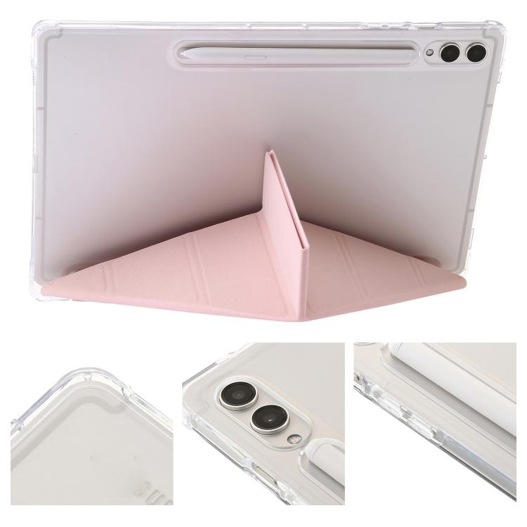 For Samsung Galaxy Tab S10 FE+ Clear Acrylic Deformation Leather Tablet Case(Pink) by bashfashion