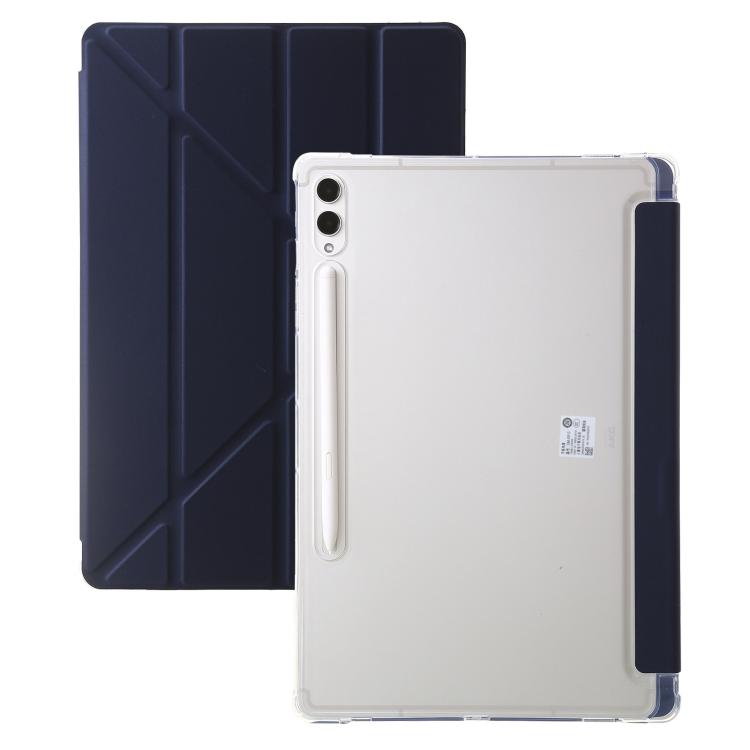 For Samsung Galaxy Tab S10 FE+ Clear Acrylic Deformation Leather Tablet Case(Dark Blue) by bashfashion