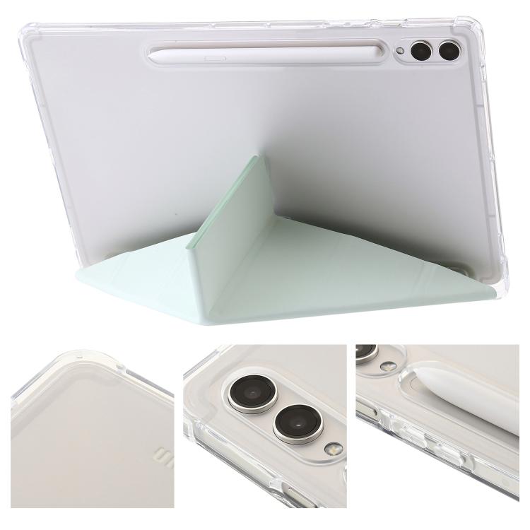 For Samsung Galaxy Tab S10 FE+ Clear Acrylic Deformation Leather Tablet Case(Green) by bashfashion