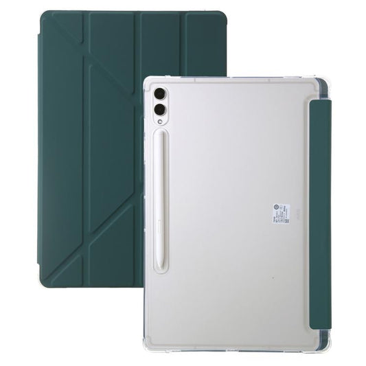 For Samsung Galaxy Tab S10 FE+ Clear Acrylic Deformation Leather Tablet Case(Deep Green) by bashfashion