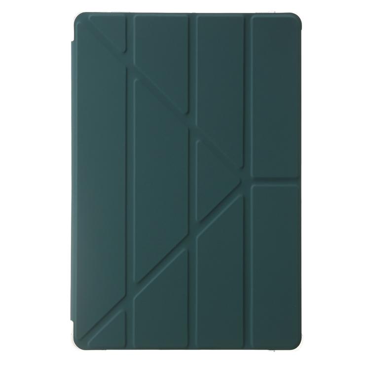 For Samsung Galaxy Tab S10 FE+ Clear Acrylic Deformation Leather Tablet Case(Deep Green) by bashfashion