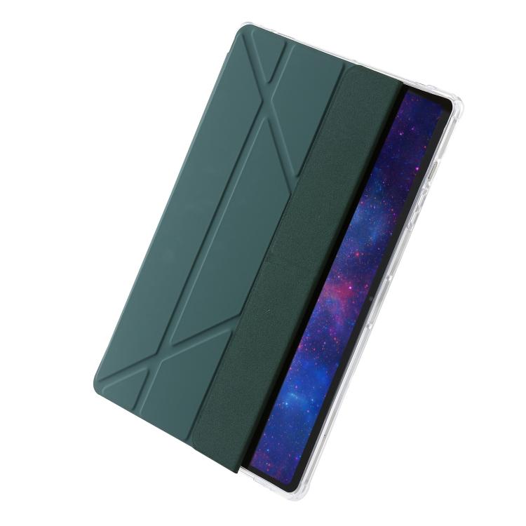 For Samsung Galaxy Tab S10 FE+ Clear Acrylic Deformation Leather Tablet Case(Deep Green) by bashfashion
