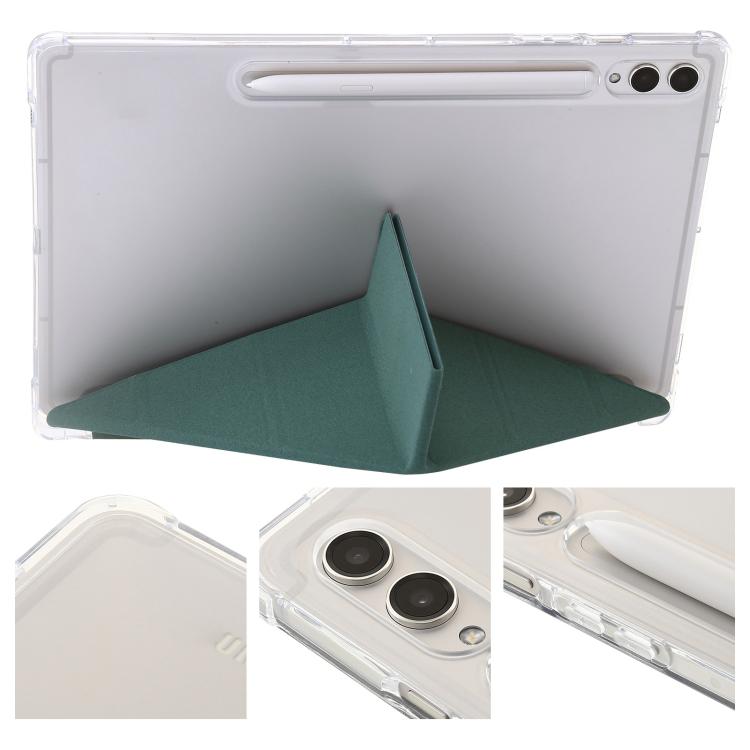 For Samsung Galaxy Tab S10 FE+ Clear Acrylic Deformation Leather Tablet Case(Deep Green) by bashfashion