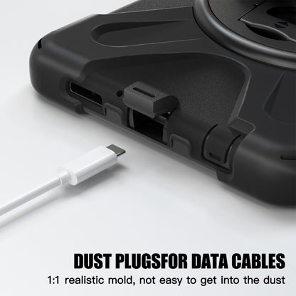 For Samsung Galaxy Tab A9+ / Tab 11+ Rotatable Kickstand Grip Heavy Duty Hard Rugged Tablet Case(Black) by bashfashion