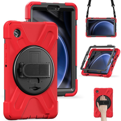 For Samsung Galaxy Tab A9+ / Tab 11+ Rotatable Kickstand Grip Heavy Duty Hard Rugged Tablet Case(Red) by bashfashion