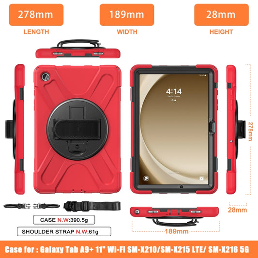 For Samsung Galaxy Tab A9+ / Tab 11+ Rotatable Kickstand Grip Heavy Duty Hard Rugged Tablet Case(Red) by bashfashion