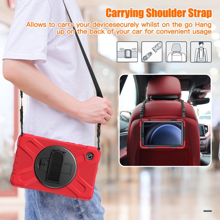 For Samsung Galaxy Tab A9+ / Tab 11+ Rotatable Kickstand Grip Heavy Duty Hard Rugged Tablet Case(Red) by bashfashion