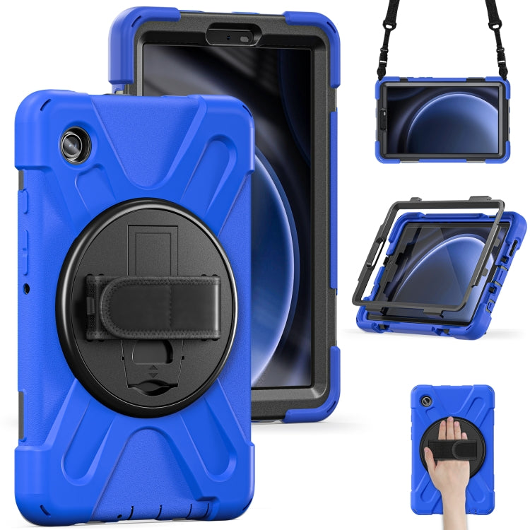 For Samsung Galaxy Tab A9+ / Tab 11+ Rotatable Kickstand Grip Heavy Duty Hard Rugged Tablet Case(Blue) by bashfashion